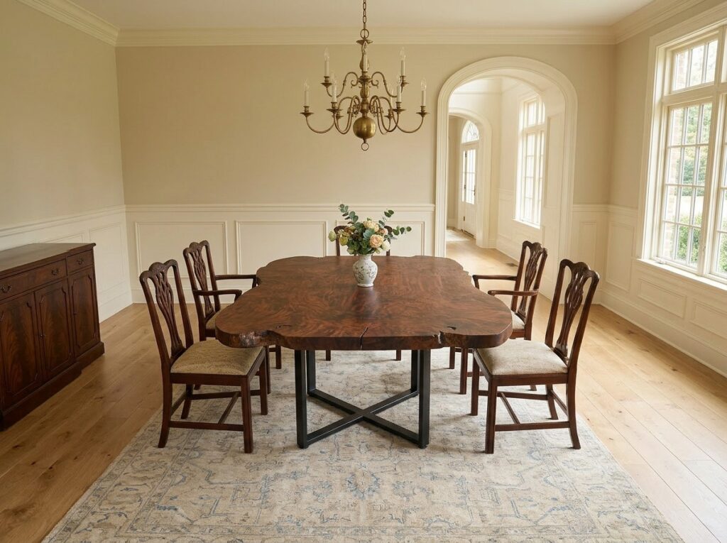 Claro Walnut Live Edge Dining Table