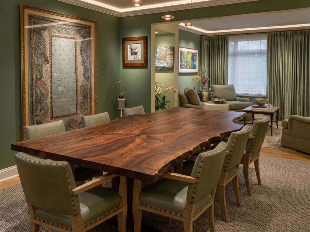 Claro Walnut Live Edge Dining Table