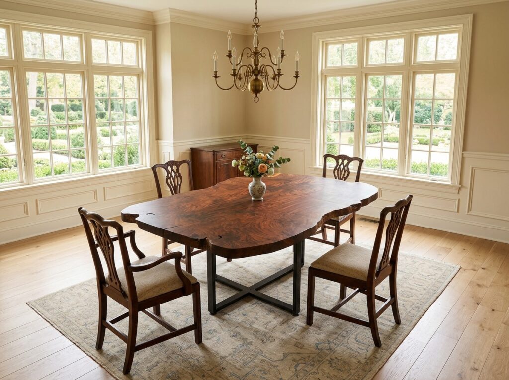 Claro Walnut Live Edge Dining Table