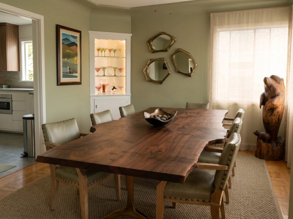 Claro Walnut Live Edge Dining Table