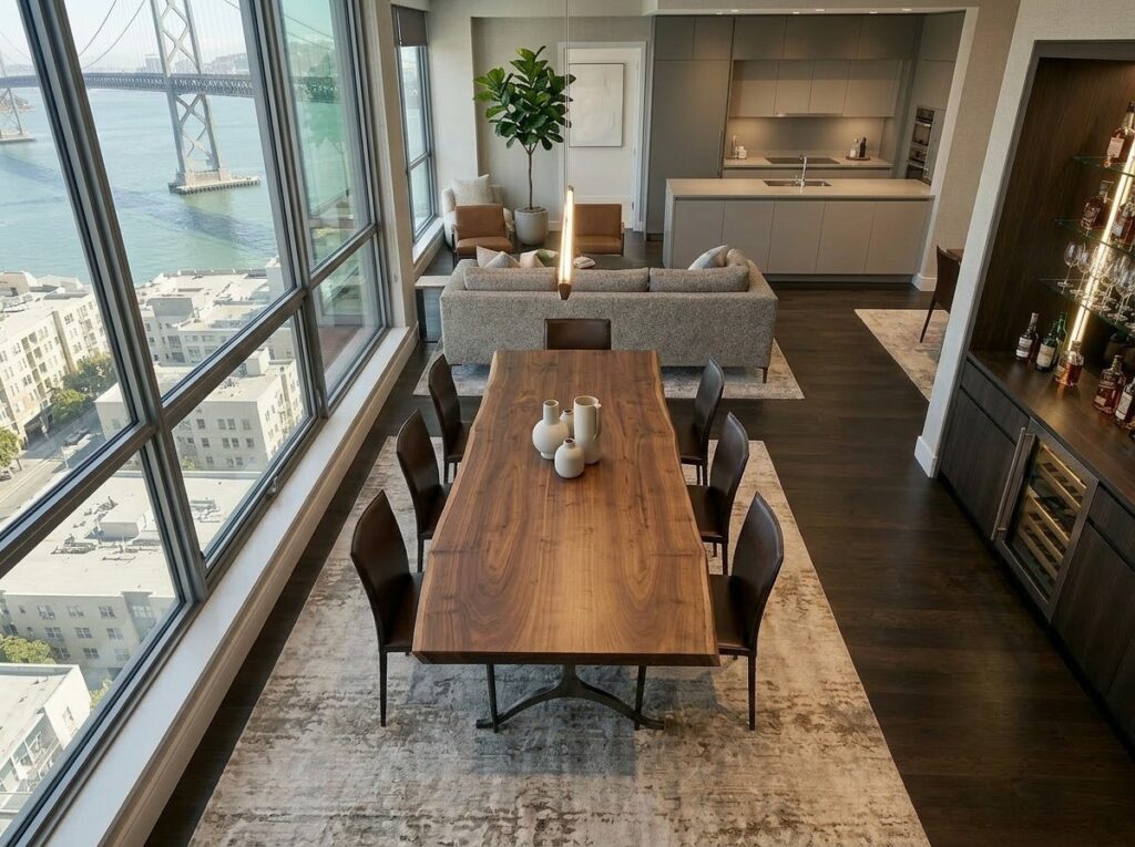 Claro Walnut Live Edge Dining Table