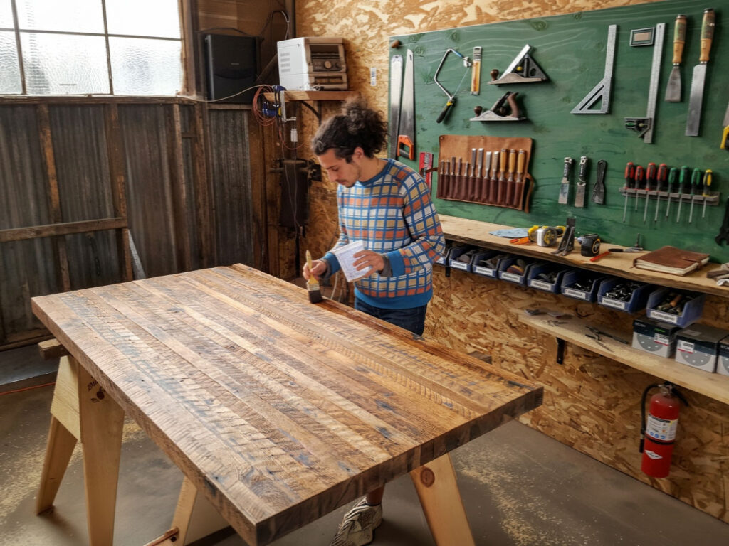 Reclaimed Wood Table Making
