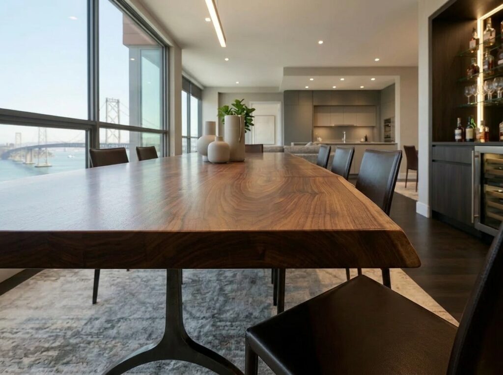 Claro Walnut Live Edge Dining Table