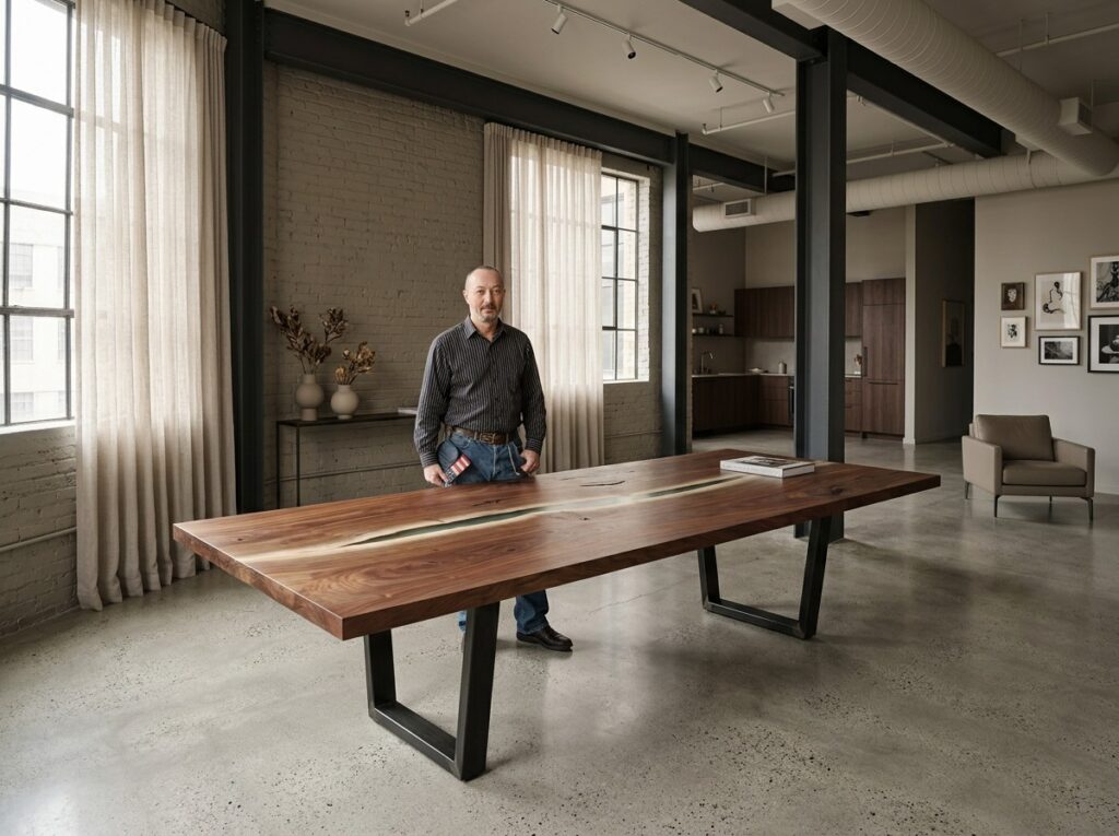 Claro Walnut Live Edge Dining Table