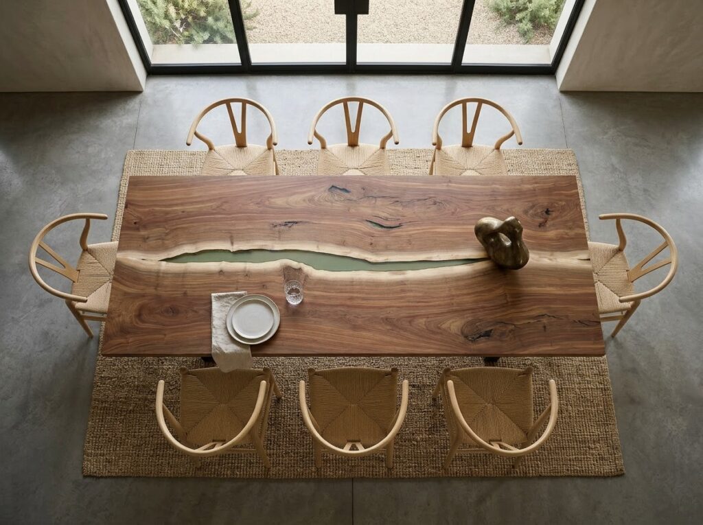 Claro Walnut Live Edge Dining Table